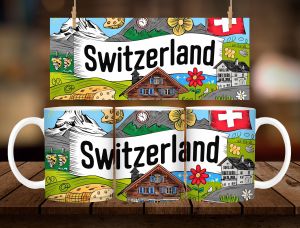 * 1 PC MUG WITH BOX * SWITZERLAND MUG DESIGN 11oz with BOX SOUVINER 1PC MUG ONLY