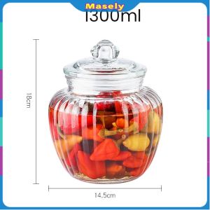 Masely Glass Sealed Cans Food Storage Jar Spice Bottle Storage Transparent Jar Bottle Large Capacity 650ml 1250ml 2200ml