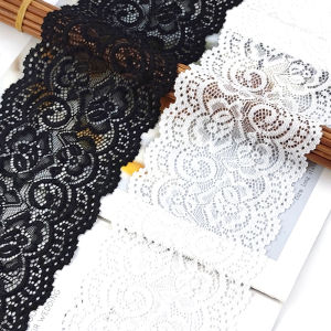 2 Yards 10cm Wide White Black Pierced Lace Trim Sewing Wedding Dress Decor Underwear Ribbon Fabric