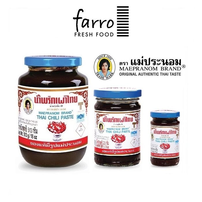MAEPRANOM Thai Chilli Paste (513g/228g/114g) Glass Bottle HALAL by