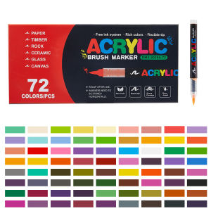 Bút Màu Acrylic Chống Nước 12/24/36/48/72 Màu Acrylic Bút Lông Màu Không Lem Nhanh Khô
