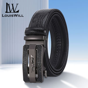 LouisWill Mens Belt Men Fashion Belt Men Genuine Leather Belts Crocodile Pattern Belt Whole Crocodile Leather Automatic Buckle Belts Brand Luxury High Quality Business Strap Male Waistband for Men