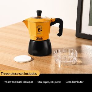 BINCOO Double Valve Moka Pot with Stove Home Espresso Small Hand Brew Coffee Pot Set Coffee Machine Appliances 2Cups