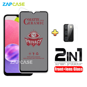 PAKET 2in1 Anti Gores Layar Privacy Samsung A03s Free Tempered Glass Camera Lens