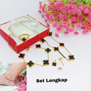 KALUNG TITANIUM NEW BUNGA HITAM GRIGI 5 ANTI LUNTUR & ANTI KARAT (COD)