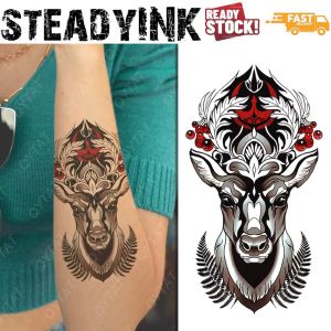 [𝚂𝚝𝚎𝚊𝚍𝚢𝙸𝙽𝙺] Tattoo Sticker Tatu | Lasting Waterproof | Deer Totem | Makeup Event Festival Party Carnival |