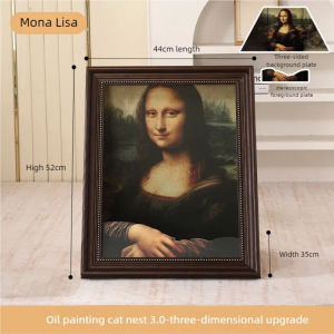 Mona Lisa oil painting cat bed replaceable oil painting cat scratch board photo frame