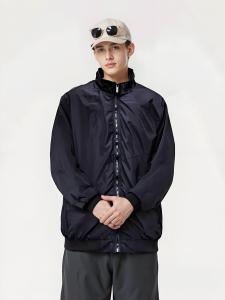 New Men Casual Bomber Jacket with Zipper Closure and Shirt Collar in Burgundy  #8232