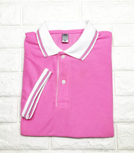ลดล้างสต๊อค💥เสื้อโปโล สีชมพูอ่อน ชาย/หญิง ผ้าเกรดแบรนด์เนม นุ่มลื่นใส่สบาย ระบายอากาศดีเยี่ยม