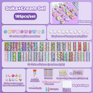 303 Pcs Guka Set Keychain Box DIY Ice Cream Sticker Set Acrylic Sticker Goo Card Set Girls Toys