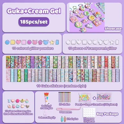 303 Pcs Guka Set Keychain Box DIY Ice Cream Sticker Set Acrylic Sticker Goo Card Set Girls Toys