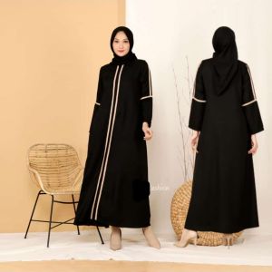 Gamis Jetblack Maulidiyah: Abaya Arab Syari Hitam & Dress Hitam Size S M L XL XXL