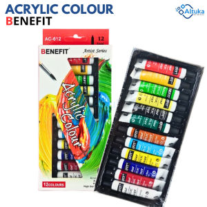 Cat Akrilik Cat Tube Acrylic Colours BENEFIT AC612 12 Colors 12x6ml Artist Series