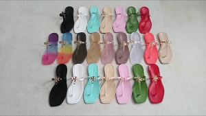 [Free Shipping] TB WomenS Square-Toed Jelly Flip-Flops Famous Brand WomenS Sandals New Flat-Soled Slippers