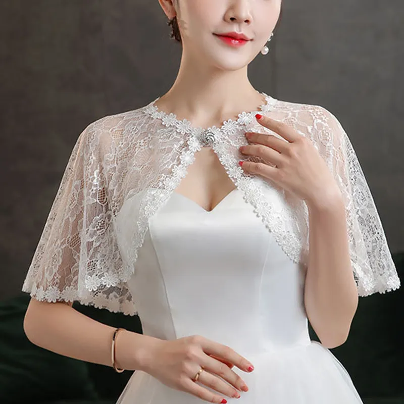 YIDEA HONGKONG Bridal Wedding Dress Lace Cape Shawl White Thin Bridesmaid Dress Cheongsam Thin Shawl Lazada