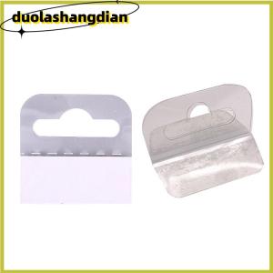 [Duola] 100pcs PVC Slot Hole Adhesive Hang Tags Hook Merchandise Box Bag Hangers Display