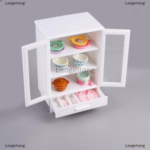 [COD] Laogeliang 1 bộ thu nhỏ màu trắng Tủ hiển thị tủ lưu trữ tủ + trang trí nội thất mô hình trang trí nội thất đồ chơi nhà búp bê phụ kiện