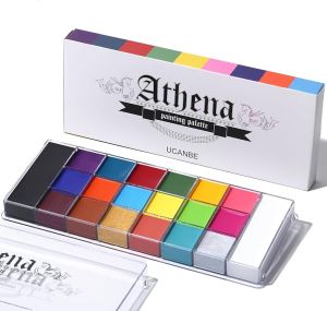 UCANBE Athena Face Body Paint Oil Palette Professional Flash Non Toxic Safe Tattoo Halloween FX Party Artist Fancy Makeup Painting Kit For Kids and