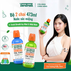 Bộ 2 Nước Súc Miệng TheraBreath Fresh Breath 473ml - Mild Mint & Icy Mint - Làm sạch thơm miệng bảo vệ hơi thở 12h