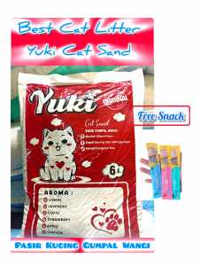 Paket Hemat 6 Liter Pasir Kucing Gumpal Wangi YUKI CAT SAND FREE SNACK BASAH-The Best Cat Litter