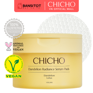 CHICHO Dandelion Radiance Serum Pads - Soothing Moisturizing Face Mask for Sensitive Skin 210g/90 Pads Vegan
