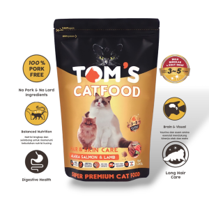Makanan Kucing Toms Cat Food Hair & Skin Care 1.2kg ( Alaska Salmon & Lamb ) 34% Protein - catfood