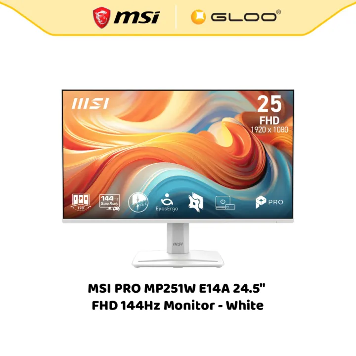 MSI PRO MP251W E14A 24.5" FHD 144Hz Monitor - White | EyesErgo