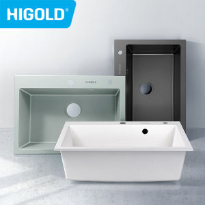 HIGOLD 30 Inch Kitchen Quartz Sink Single Bowl Topmount & Undermount Sink White Black Green Colorful Quartz High-Value Sink Dirt Resistance High Hardness