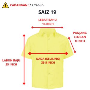 FH046 - KEMEJA PENGAWAS LENGAN PENDEK KUNING COTTON