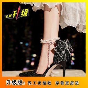 Free Shipping Silver Sweet Crystal Shoes Single Shoes Spring And Autumn New Rhinestone Bow High Heels Wedding Shoes