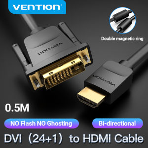 Vention DVI to HDMI Cable DVI D 24+1 Pin Support 4K 60HZ HD Cable HDMI to DVI Cable Support 1080P 3D High Speed HDMI DVI Cable For Laptop Computer Connect to TV LCD HDTV XBOX Projector Monitor HD Output Video DVI to HDMI Cable