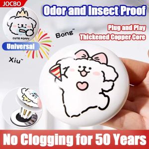 JOCBO Triple Blockade Pop-Up Sink Stopper with Ceramic Lid Bounce Core Push Filter for Hair Catcher & OdorPrevention Universal Basin Drain Strainer