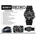 S31k0 Aut0mat1c 2OOM D1v3rs Wat3r Res1stant Day&Date D1sp1ay A11 B1ack Rubber Strap Watch f0r M3n(Fr3e B0x). 