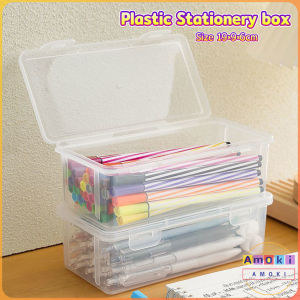 Amoki【Ready in Stock】 Transparent Plastic Pencil Box School Stationery Supplies Large Capacity Waterproof Storage Box