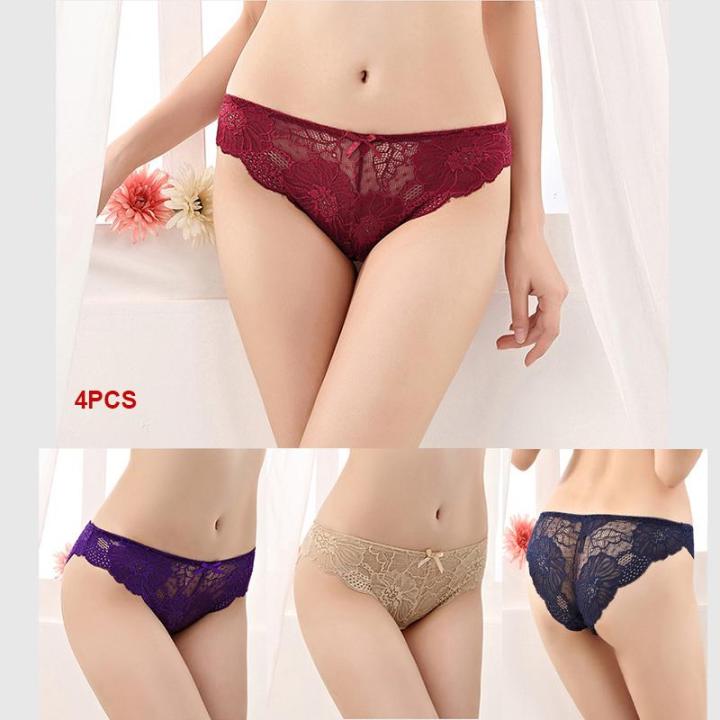 4Pcs/lot Women Underwear Seamless Lace Women Girls Briefs Panties