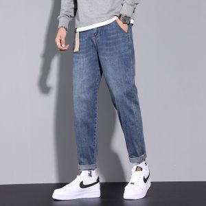 IELGY Mens Cropped Jeans Loose Straight All-match Mens Pants