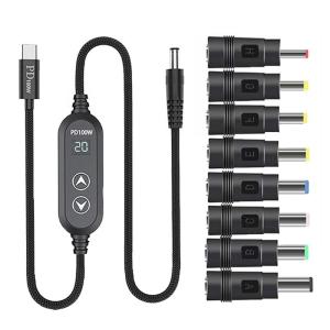 USB C DC5.5mm Power Supply 100W With 5V/12V/15V/19V/20V Multiple Output USB To Direct Power Cord 8 Adapters For Laptops