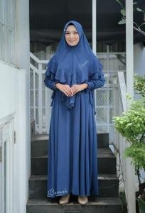 Gamis Ceruty Set Khimar Fatimah Bermerk Premium Putih & Hitam Baju Umroh & Haji