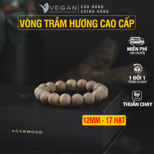 Vòng tay VEGAN Trầm Hương Thuần Chay tốc kiến 12mm 17 hạt