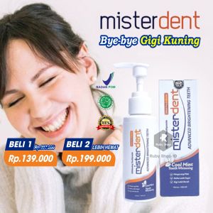 Pasta Gigi MISTERDENT Advance: Pemutih Gigi Kuning Instan & Perontok Karang Herbal
