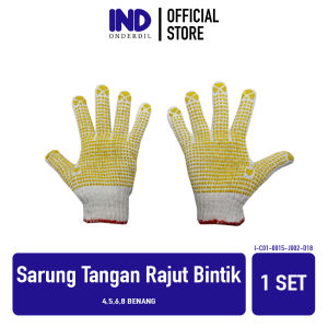 Sarung Tangan Rajut Bintik 4 5 6 8 Benang 1 Set Sepasang MotorPabrik Bangunan Serbaguna Tebal Pelindung Cover Katun