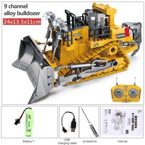 mainan anak rc bulldozer 9ch YIGONG 258 19 metal alloy 2.4ghz truk rc