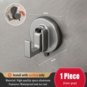 YissTiee Aluminum hook suction cup hook strong suction without punching installation gray
