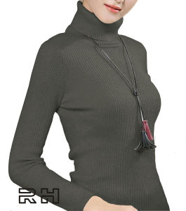 VMstore sweater baju rajut wanita leher panjang turtleneck salur sweaters switer rajutan kerah tinggi elastis press slim fit muslim