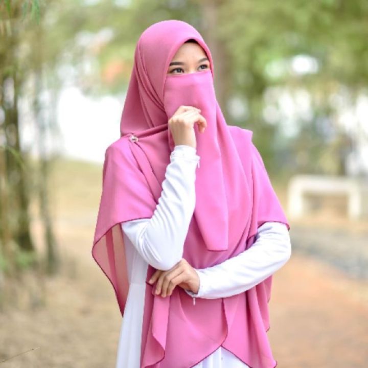 [BUCU CURVE] Set Tudung (Bawal+Purdah) Heavy Chiffon bucu bulat dan ...