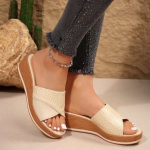 [Free Shipping] New Summer Collection: WomenS Wedge-Heeled Platform Sandals Plus Sizes With A Single-Strap Design And A Fish-Mouth Opening