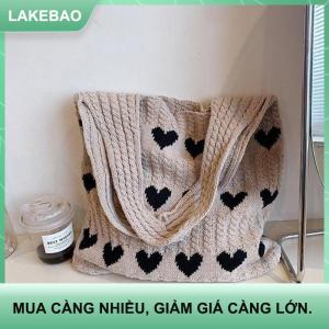 【LAKEBAO】 Tình Yêu Trái Tim Đồ Họa Dệt Kim Tote Túi Thời Trang Dệt Vai Túi Thẩm Mỹ Crochet Túi Cho Phụ Nữ