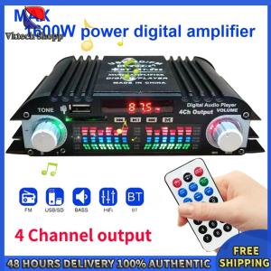 1600W HiFi Amplifier with Remote Control Bluetooth Karaoke FM USB for Versatile Home and Car Audio Use