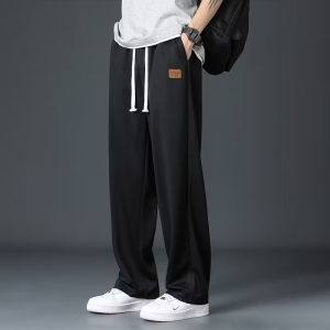 Mens pants Ice Silk Pants for Mens Summer Thin Pants Korean Style Trendy Casual Straight Label - Lingerie Menswear