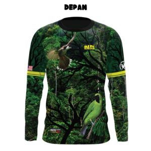 Mens DAVC series tropical rainforest bird themed long sleeved shirt with outdoor adventure style full-color printed mens top (DEPAN style) in large size S-5XL